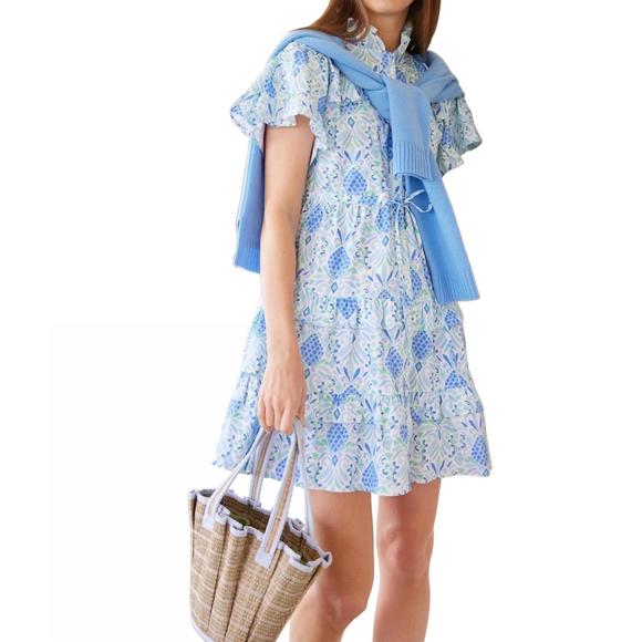 NEW SAIL TO SABLE tie waist shirt dress in blue - Picture 2 of 3